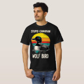 Dummer Kanadischer Wolf Vogel | Lustiger Retro-Loo T-Shirt (Vorne ganz)