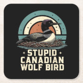 Dummer kanadischer Wolf Vogel Rechteckiger Pappuntersetzer (Vorderseite)
