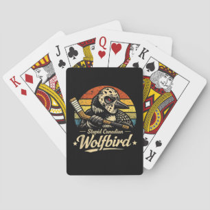 Dummer kanadischer Wolf Vogel Spielkarten