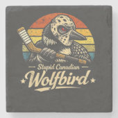 Dummer kanadischer Wolf Vogel Steinuntersetzer (Vorderseite)