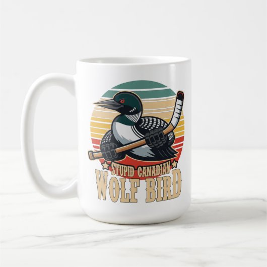 Dummer Kanadischer Wolf Vogel Vintage Beheizter Ho Kaffeetasse (Links)