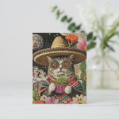 Dummer Kater mit Katzenminze-Cupcake-Collage Postkarte (Stehend Vorderseite)