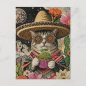 Dummer Kater mit Katzenminze-Cupcake-Collage Postkarte (Vorderseite)