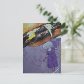 Dummer lila Cheeseburger Pilz Dame Collage Postkarte (Stehend Vorderseite)