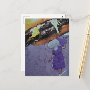 Dummer lila Cheeseburger Pilz Dame Collage Postkarte