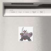 dummer lustiger Ninja-Hippo-Cartoon Magnet (In Situ (Geschirrspüler))