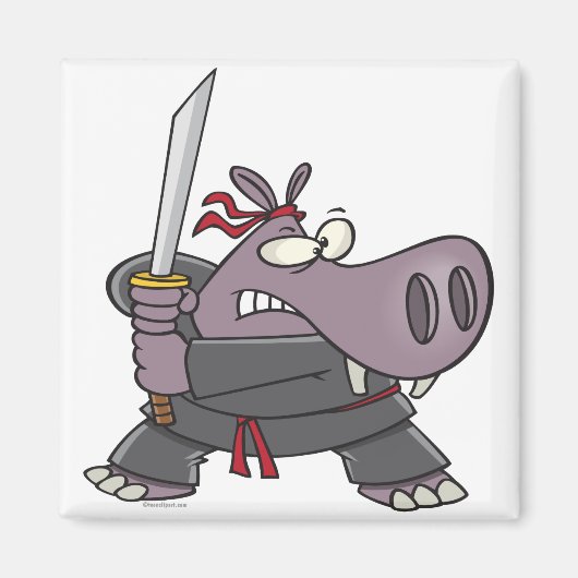 dummer lustiger Ninja-Hippo-Cartoon Magnet (Vorne)