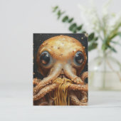 Dummer lustiger Oktopus, der Spaghetti isst Postka Postkarte (Stehend Vorderseite)