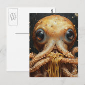 Dummer lustiger Oktopus, der Spaghetti isst Postka Postkarte (Vorne/Hinten)