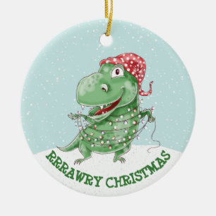Dummer personalisierter Weihnachtsdinosaurier Keramik Ornament