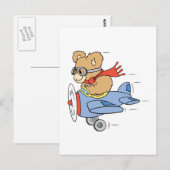 Dummer Pilot Bär Postkarte (Vorne/Hinten)