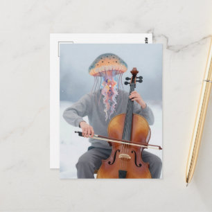 Dummer Quallenmann macht Musik Postkarte