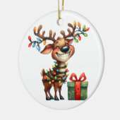 Dummer Rentier Keramik Ornament (Links)