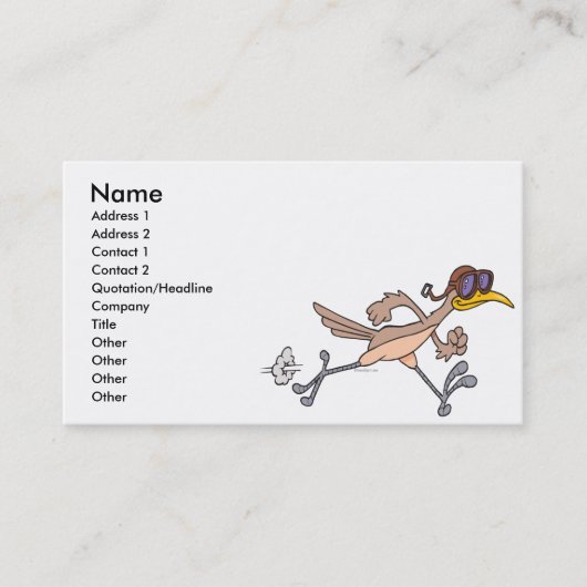 dummer Roadrunner-Vogel-Cartoon Visitenkarte (Vorderseite)