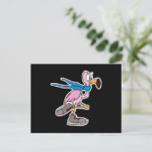 dummer rosa Flamingo beim Eislaufen Postkarte (Stehend Vorderseite)