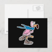 dummer rosa Flamingo beim Eislaufen Postkarte (Vorne/Hinten)