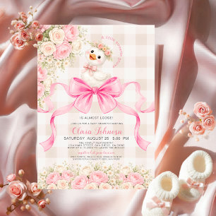 Dummer Schatz Süßer Schatz Rosa Gingham-Baby-Party Einladung