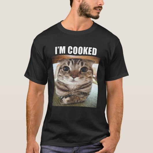 Dummer starrender Katze Ich bin gekocht Meme T-Shirt (Vorderseite)
