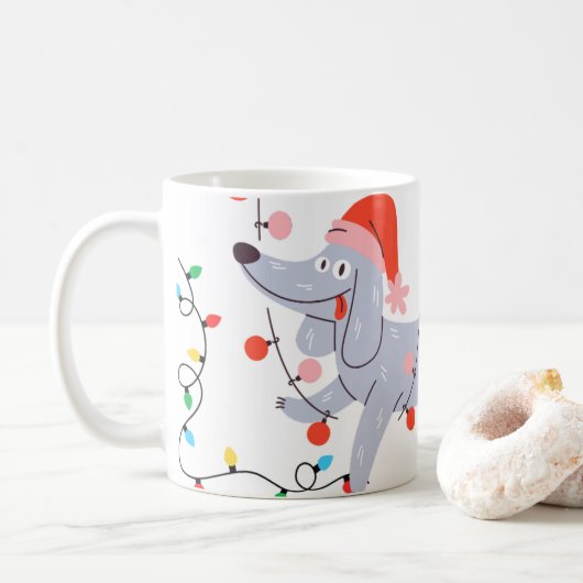 Dummer Weihnachtshund Kaffeetasse (Mit Donut)