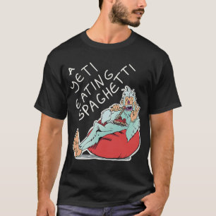 Dummer Yeti, der Spaghetti isst, Illustration für T-Shirt
