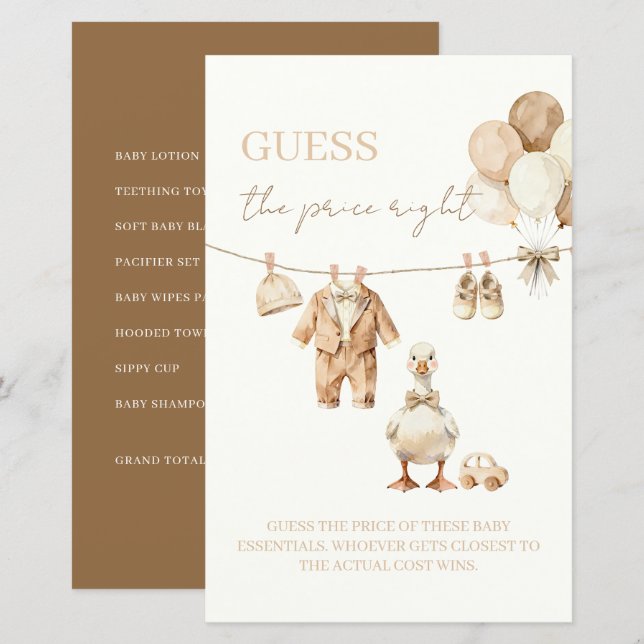 Dummerchen-Baby Shower - Preis erraten (Vorne/Hinten)