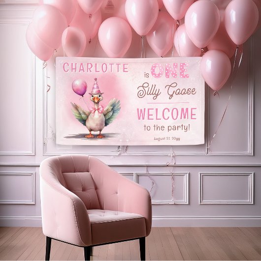 Dummerchen Erster Geburtstag Rosa Mädchen Party Ba Banner