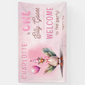 Dummerchen Erster Geburtstag Rosa Mädchen Party Ba Banner (Vertikal)