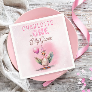 Dummerchen Erster Geburtstag Rosa Mädchen Party Serviette
