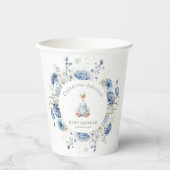 Dummerweise Gans Blaue Blumen Gingham Babyparty Pappbecher (Vorderseite)