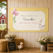 Dummerweise Rosa Luftballons Gingham Geburtstagsba Banner