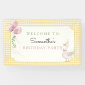 Dummerweise Rosa Luftballons Gingham Geburtstagsba Banner (Horizontal)
