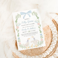 Dummes Gans Blaue Blumen Baby Shower Einladung