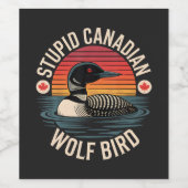 Dummes Kanadischer Wolf Vogel Loon Humor Weinetikett (Einzelnes Label)