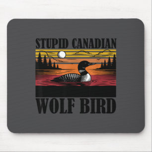 Dummes Kanadischer Wolf Vogel Loon Illustration Mousepad