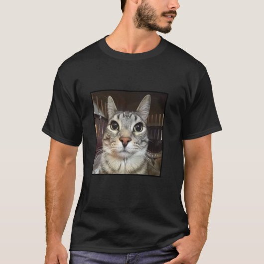 Dummes starrendes Katzen-Meme T-Shirt (Vorderseite)
