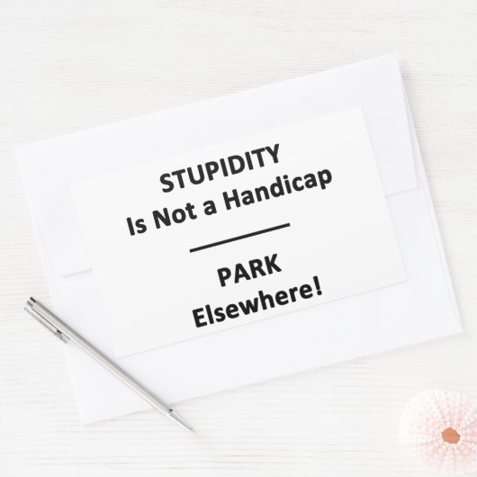 Dummheit ist kein Handicap. Rechteckiger Aufkleber (Umschlag)