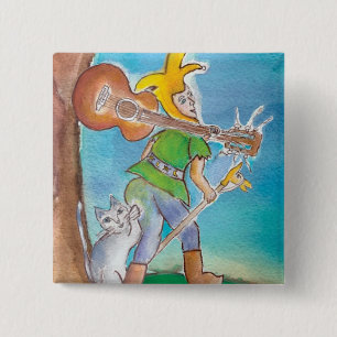 Dummkopf mit Gitarre Button