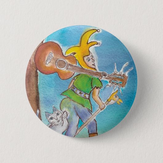 Dummkopf mit Gitarre (runder Knopf) Button (Vorderseite)
