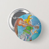 Dummkopf mit Gitarre (runder Knopf) Button (Vorne & Hinten)
