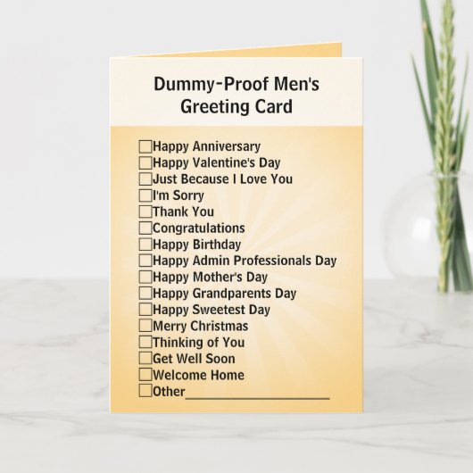 Dummy-Proof Men Grußkarte Feiertagskarte (Vorderseite)
