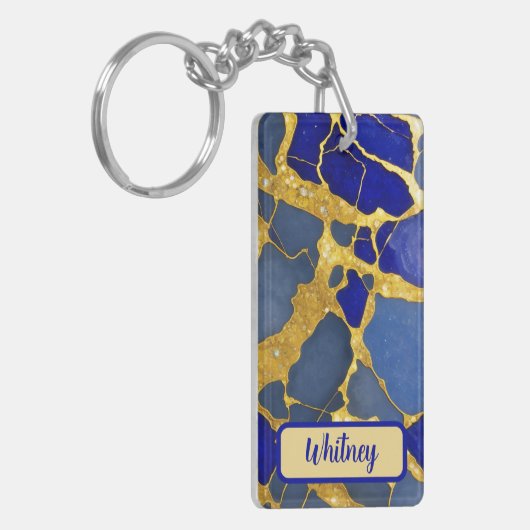 Dumortierite Quartz Inspiriert Schlüsselanhänger ( (Vorderseite links)