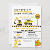 Dump Cruck Bautransport Geburtstag Einladung (Vorderseite)