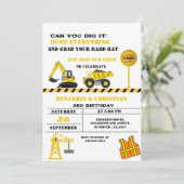 Dump Cruck Bautransport Geburtstag Einladung (Stehend Vorderseite)