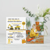 Dump Cruck Bautransport Geburtstag Einladung (Stehend Vorderseite)