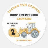 "DUMP EVERYTHING! Construction Birthday 2 Runder Aufkleber (Vorderseite)