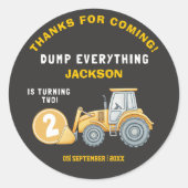"DUMP EVERYTHING! Construction Birthday 2 Runder Aufkleber (Vorderseite)