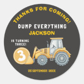 "DUMP EVERYTHING! Construction Birthday 3 Runder Aufkleber (Vorderseite)