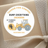 "DUMP EVERYTHING! Construction Birthday 4 Runder Aufkleber