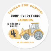 "DUMP EVERYTHING! Construction Birthday 4 Runder Aufkleber (Vorderseite)