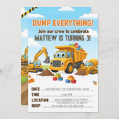 Dump Everything Construction Dump Truck Birthday Einladung (Vorne/Hinten)